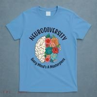Neurodiversity Every Minds A Masterpiece Brain Floral T-Shirt thumb 4