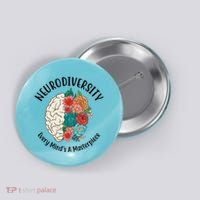 Neurodiversity Every Minds A Masterpiece Brain Floral Button thumb 0