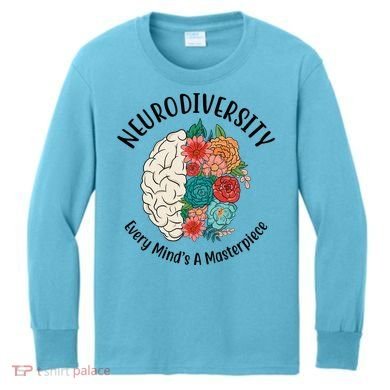 Neurodiversity Every Minds A Masterpiece Brain Floral Kids Long Sleeve Shirt