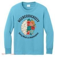 Neurodiversity Every Minds A Masterpiece Brain Floral Kids Long Sleeve Shirt thumb 0