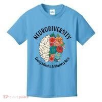 Neurodiversity Every Minds A Masterpiece Brain Floral Kids T-Shirt thumb 0