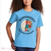 Neurodiversity Every Minds A Masterpiece Brain Floral Kids T-Shirt thumb 2