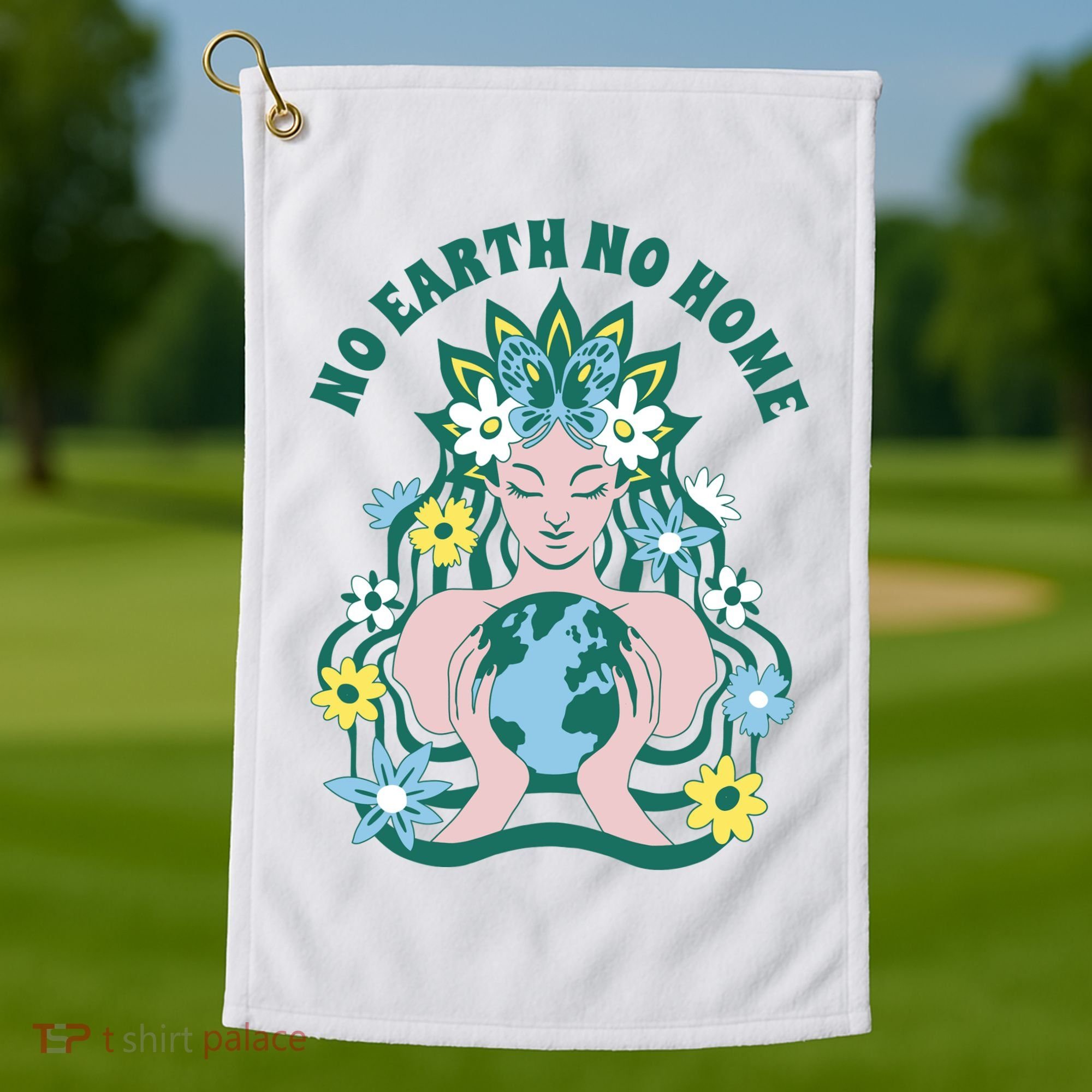 No Earth No Home Female Nature Golf Towel
