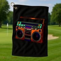 Neon Boombox Golf Towel thumb 1
