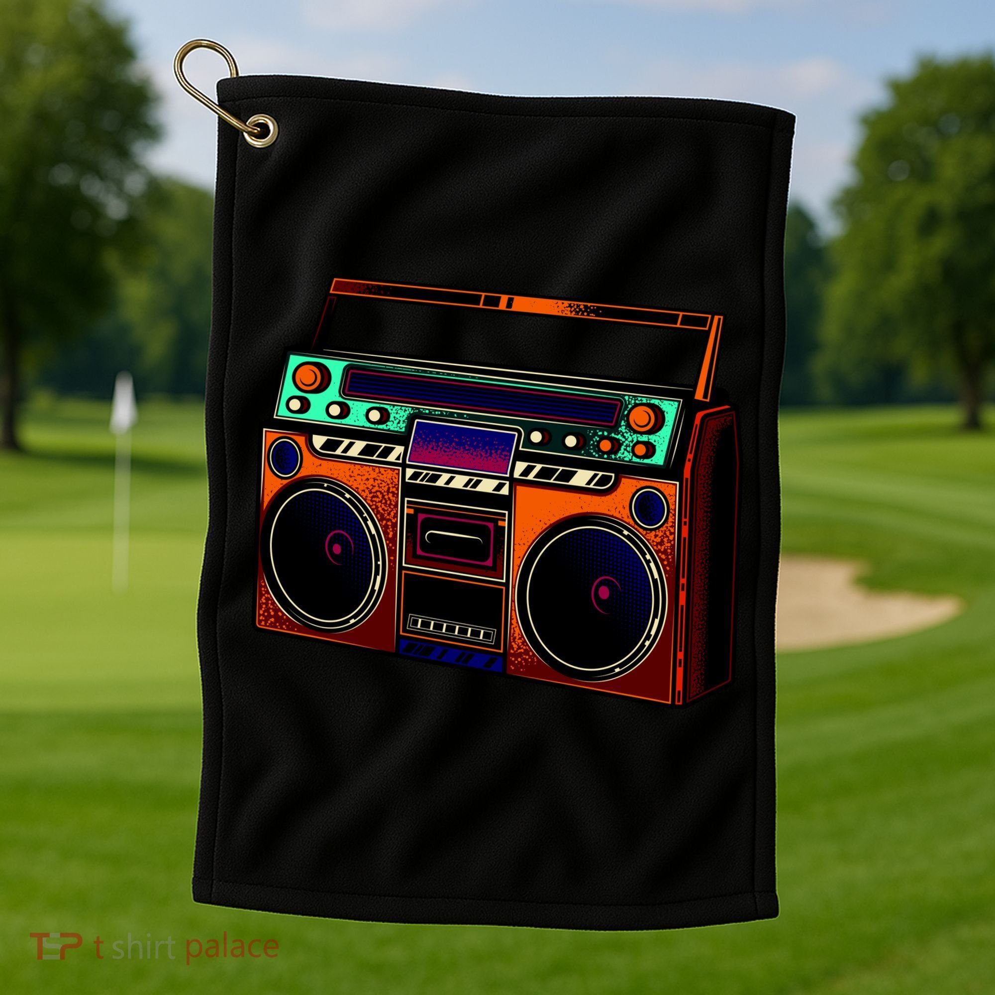 Neon Boombox Golf Towel
