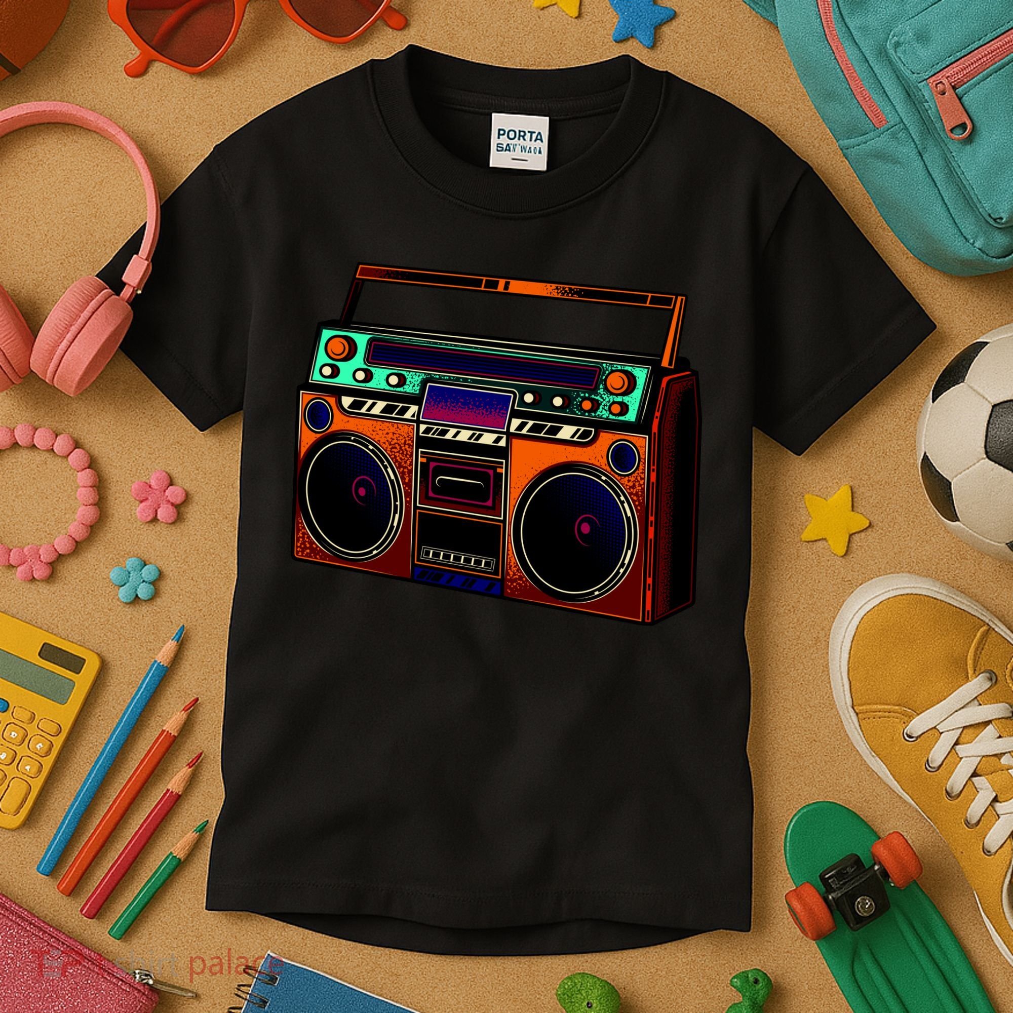Neon Boombox Kids T-Shirt