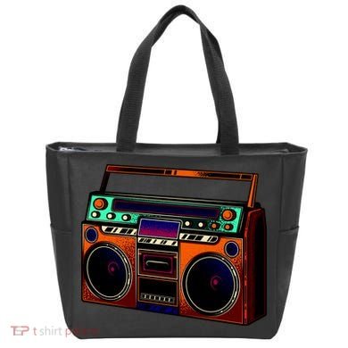 Neon Boombox Tote Bag