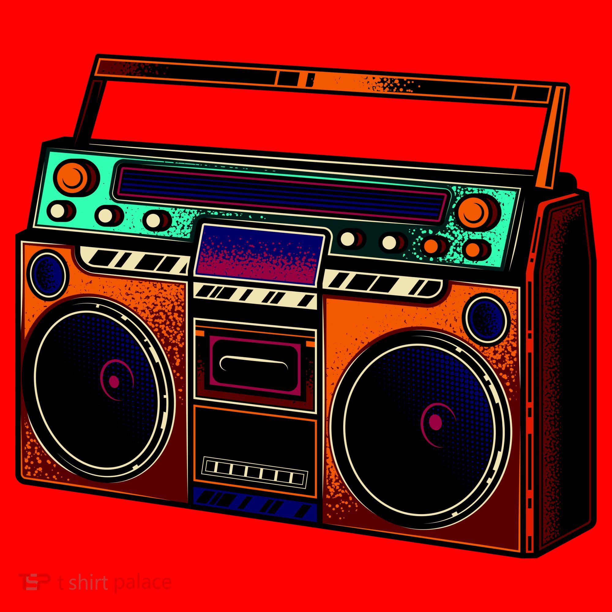 Neon Boombox Santa Hat