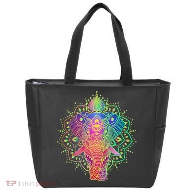 Neon Color Yoga Elephant Tote Bag