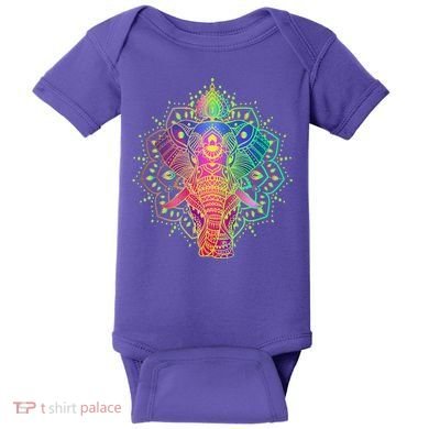 Neon Color Yoga Elephant Baby Bodysuit