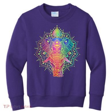 Neon Color Yoga Elephant Kids Sweatshirt