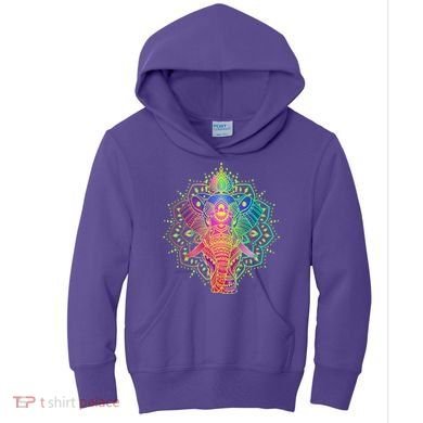 Neon Color Yoga Elephant Kids Hoodie
