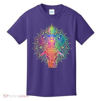 Neon Color Yoga Elephant Kids T-Shirt