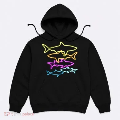 Neon Colorful Sharks  Hoodie