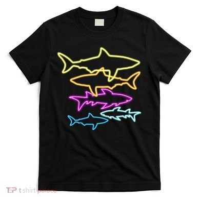 Neon Colorful Sharks  T-Shirt