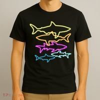 Neon Colorful Sharks  T-Shirt thumb 3
