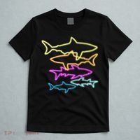 Neon Colorful Sharks  T-Shirt thumb 5