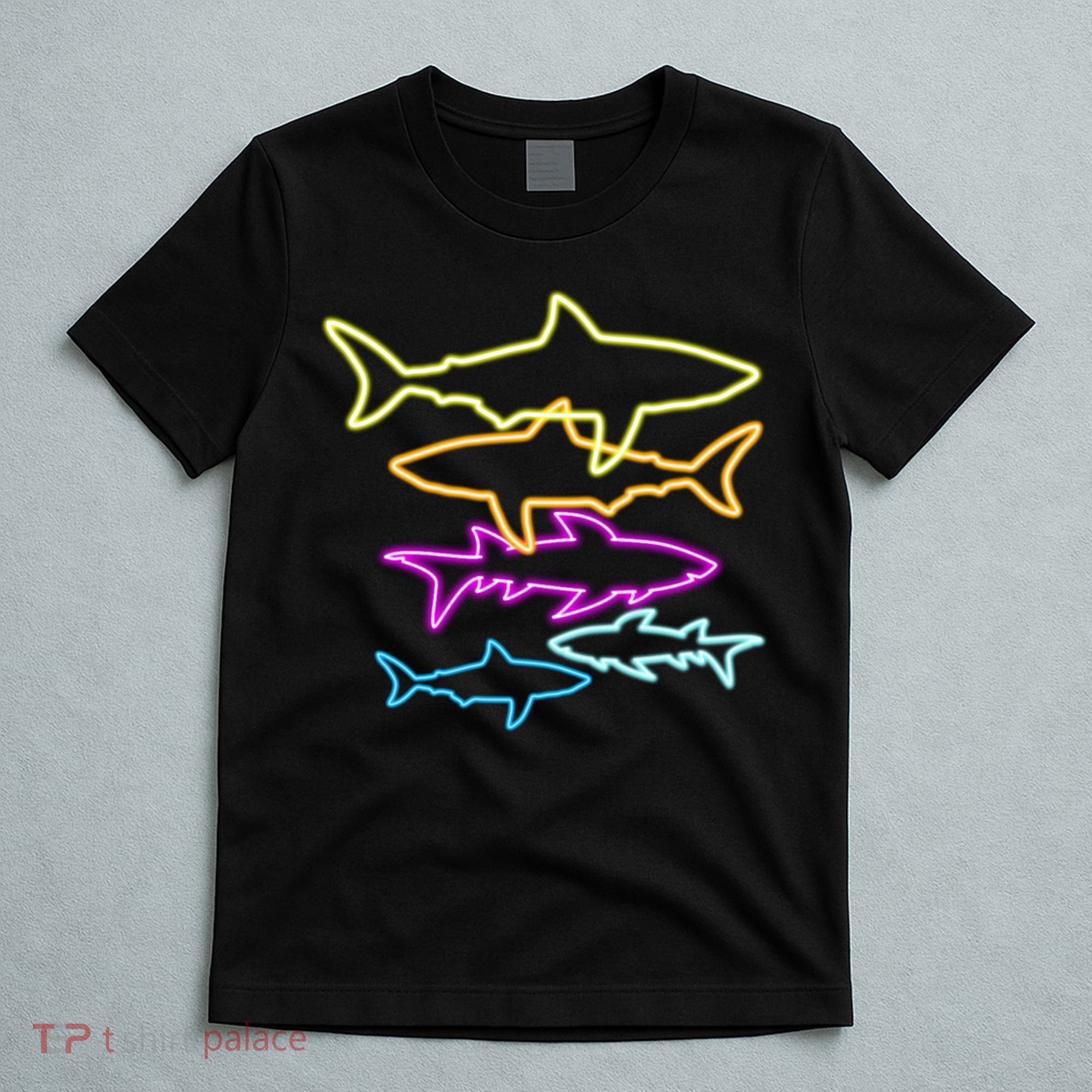 Neon Colorful Sharks  T-Shirt