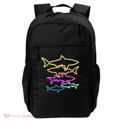 Neon Colorful Sharks  Backpack