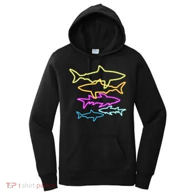 Neon Colorful Sharks  Women's Hoodie
