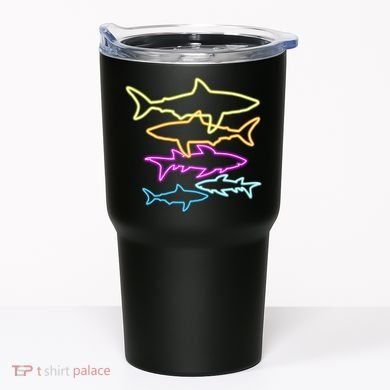 Neon Colorful Sharks  Tumbler