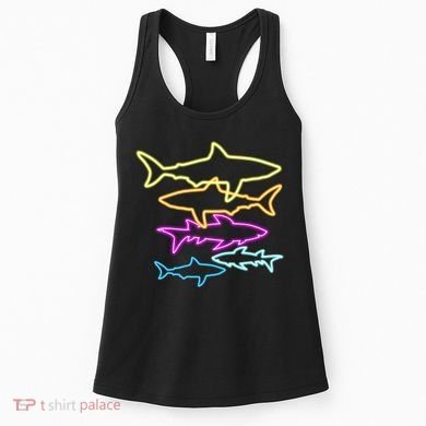 Neon Colorful Sharks  Women's Tank Top