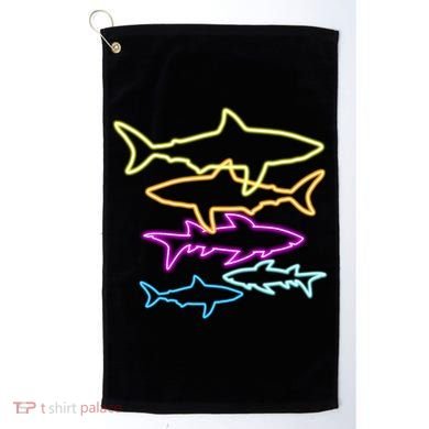 Neon Colorful Sharks  Golf Towel