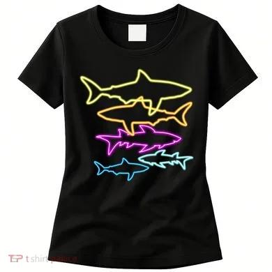 Neon Colorful Sharks Women's T-Shirt