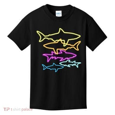 Neon Colorful Sharks  Kids T-Shirt