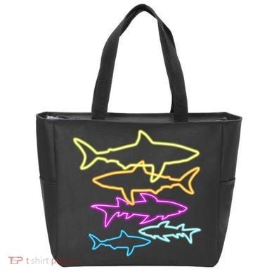 Neon Colorful Sharks  Tote Bag