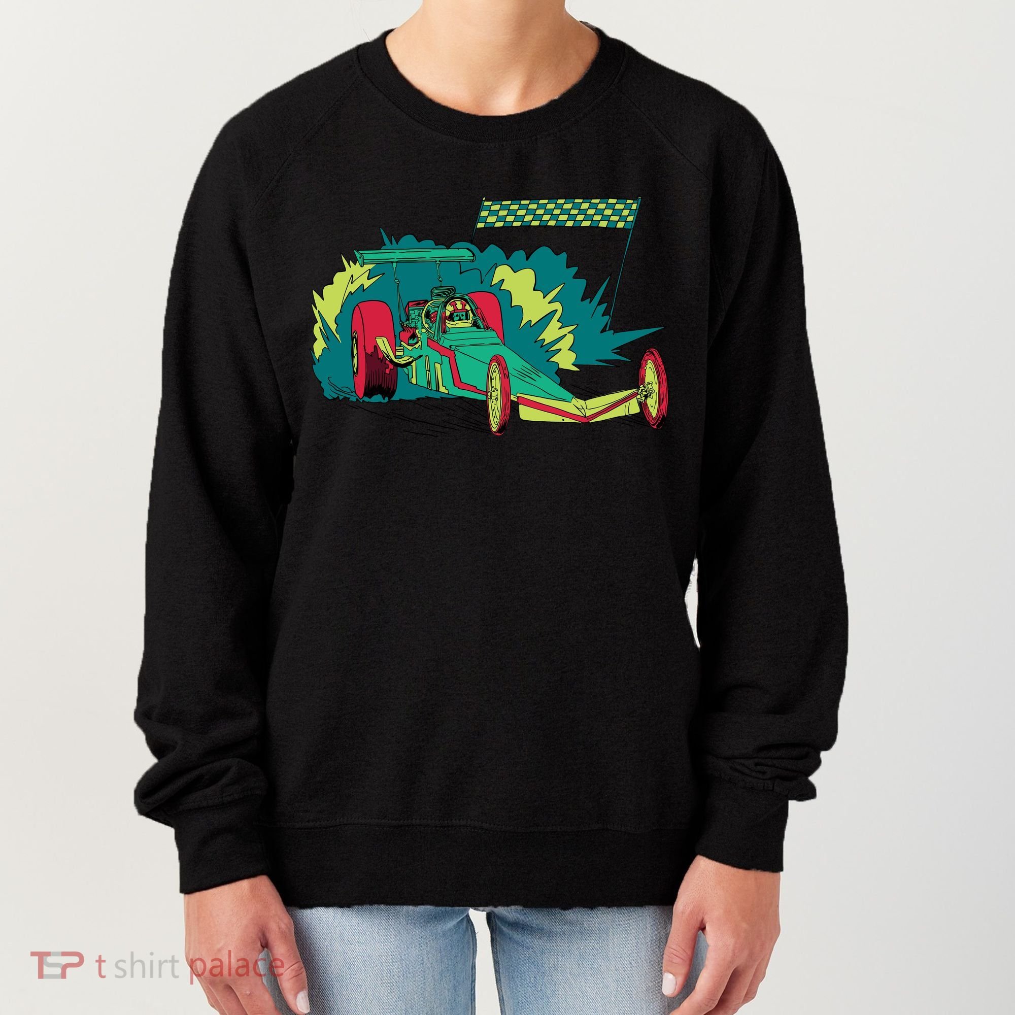 Neon Drag Racing Car Women's Sweatshirt