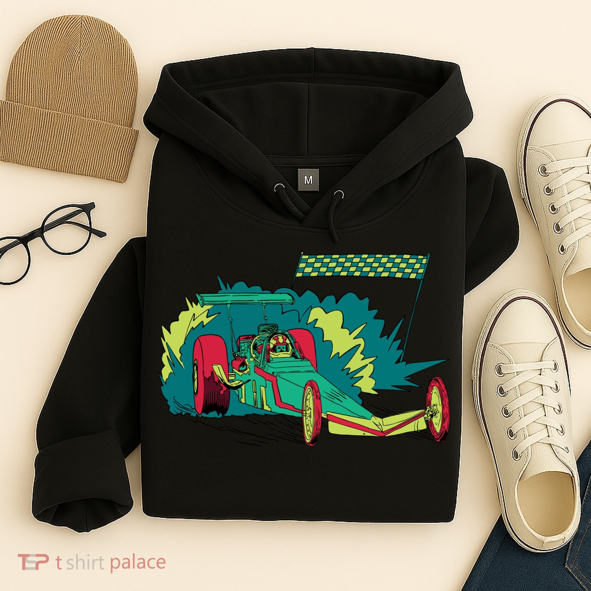 Neon Drag Racing Car Hoodie