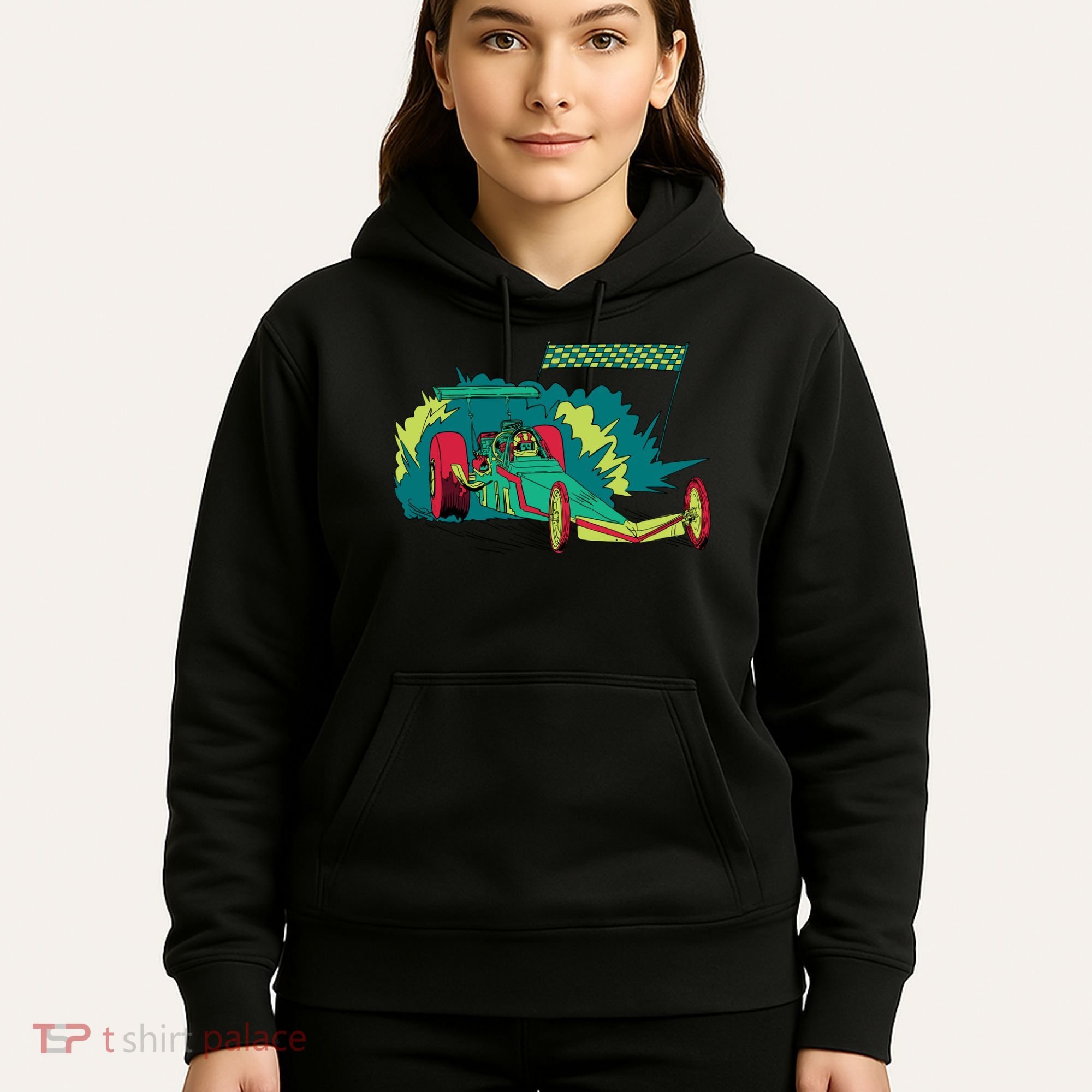 Neon Drag Racing Car Hoodie