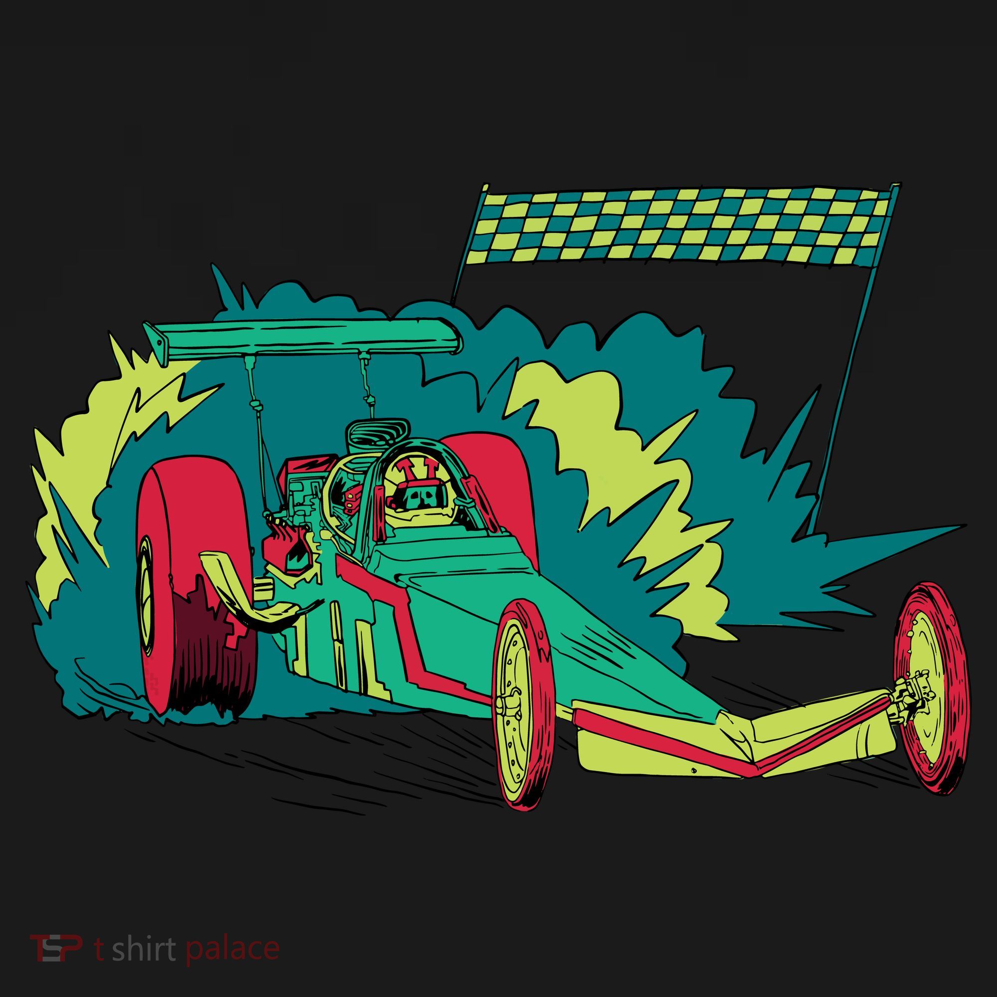 Neon Drag Racing Car Sustainable Bucket Hat