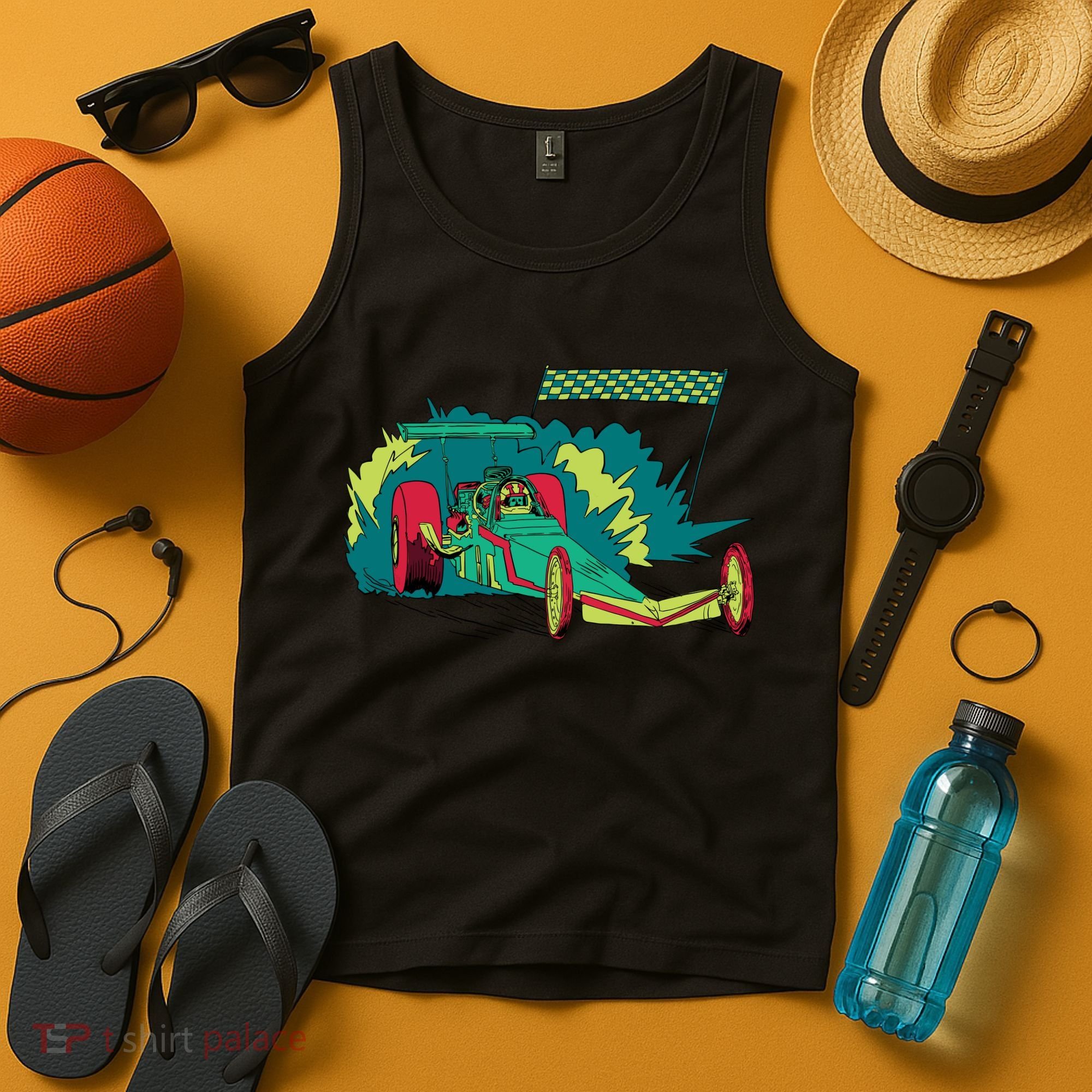 Neon Drag Racing Car Tank Top