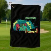 Neon Drag Racing Car Golf Towel thumb 1