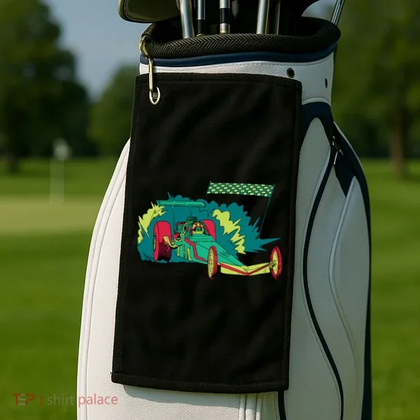 Neon Drag Racing Car Golf Towel