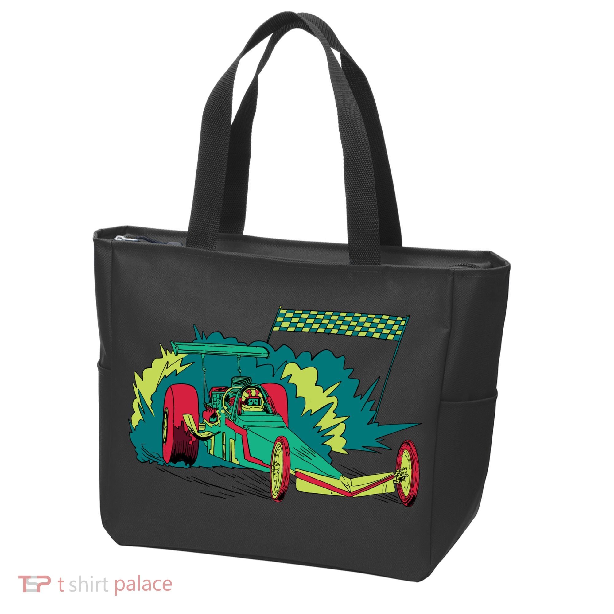 Neon Drag Racing Car Tote Bag