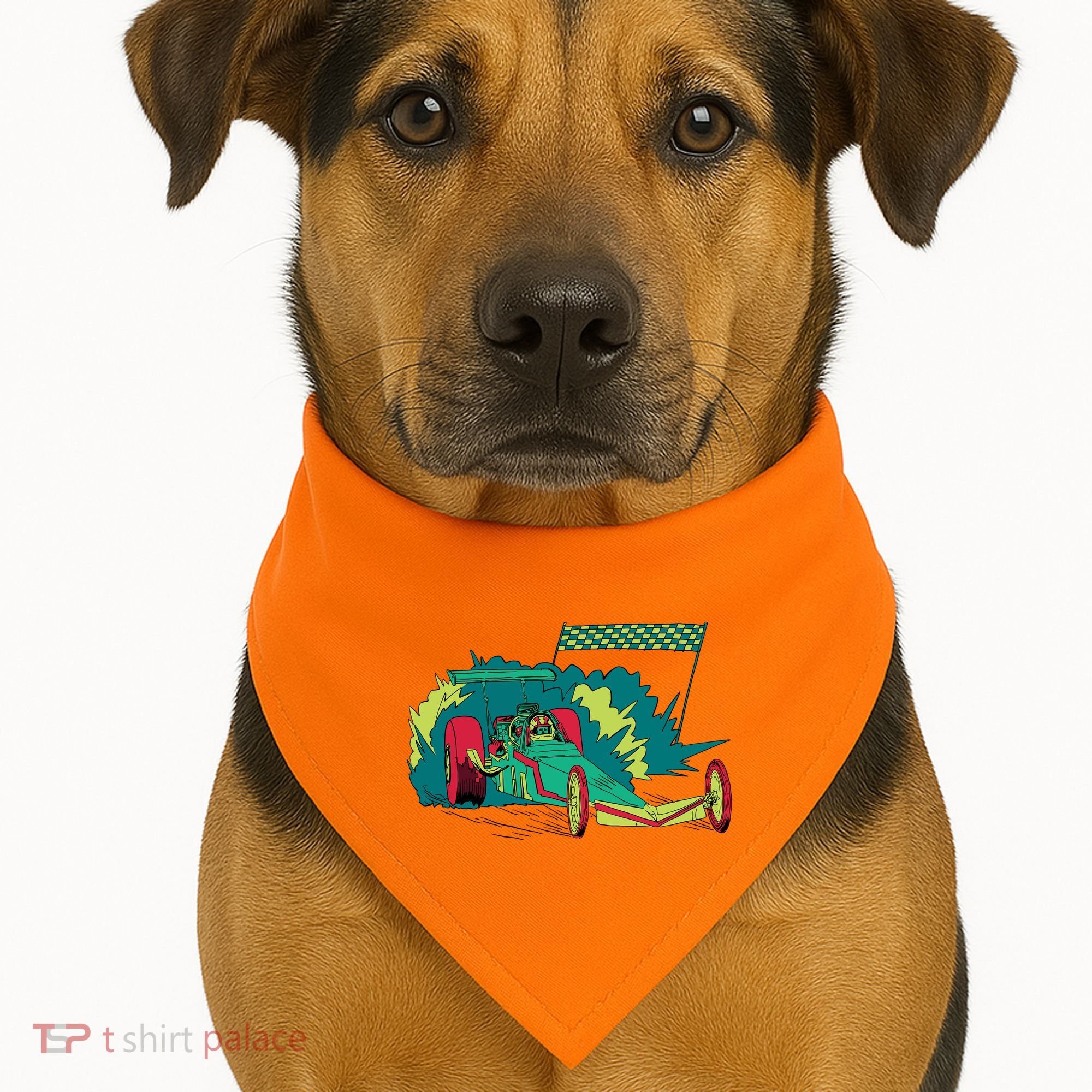 Neon Drag Racing Car USA-Made Doggie Bandana