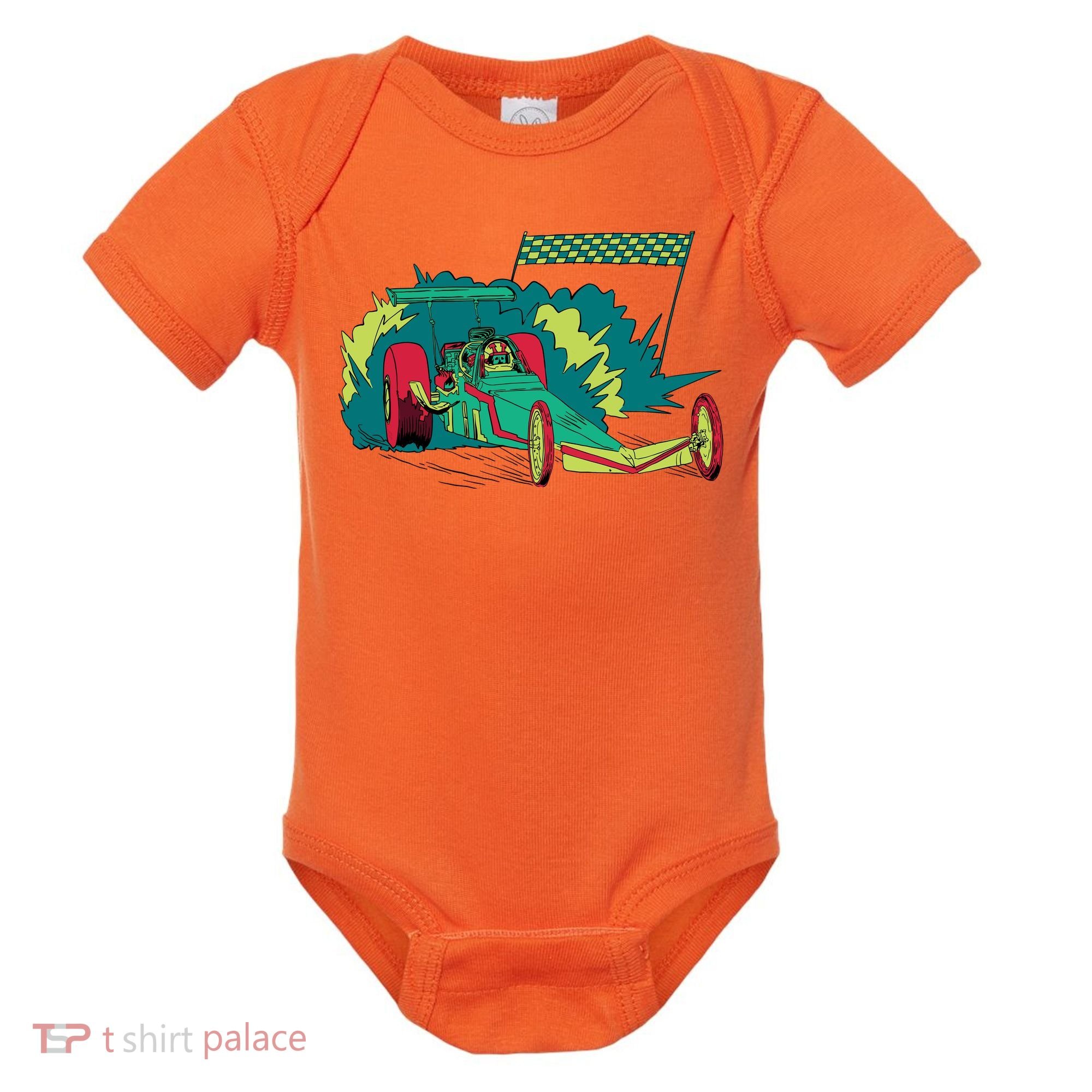 Neon Drag Racing Car Baby Bodysuit