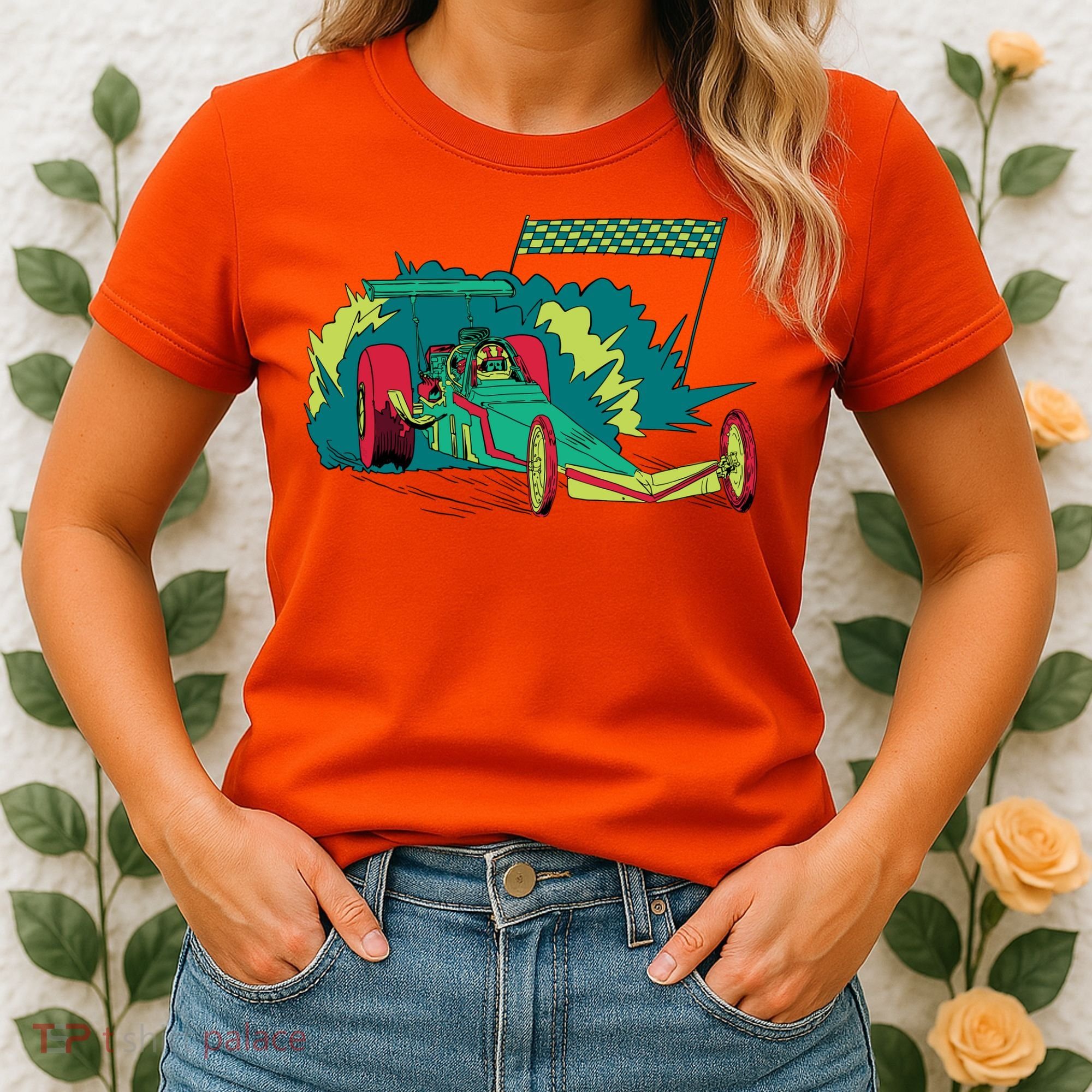 Neon Drag Racing Car Women's T-Shirt