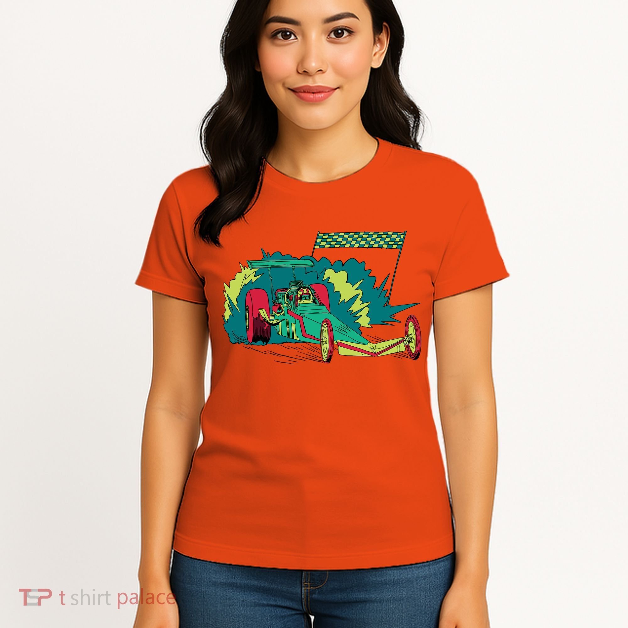 Neon Drag Racing Car Women's T-Shirt