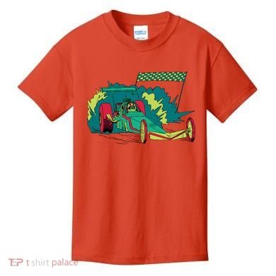Neon Drag Racing Car Kids T-Shirt