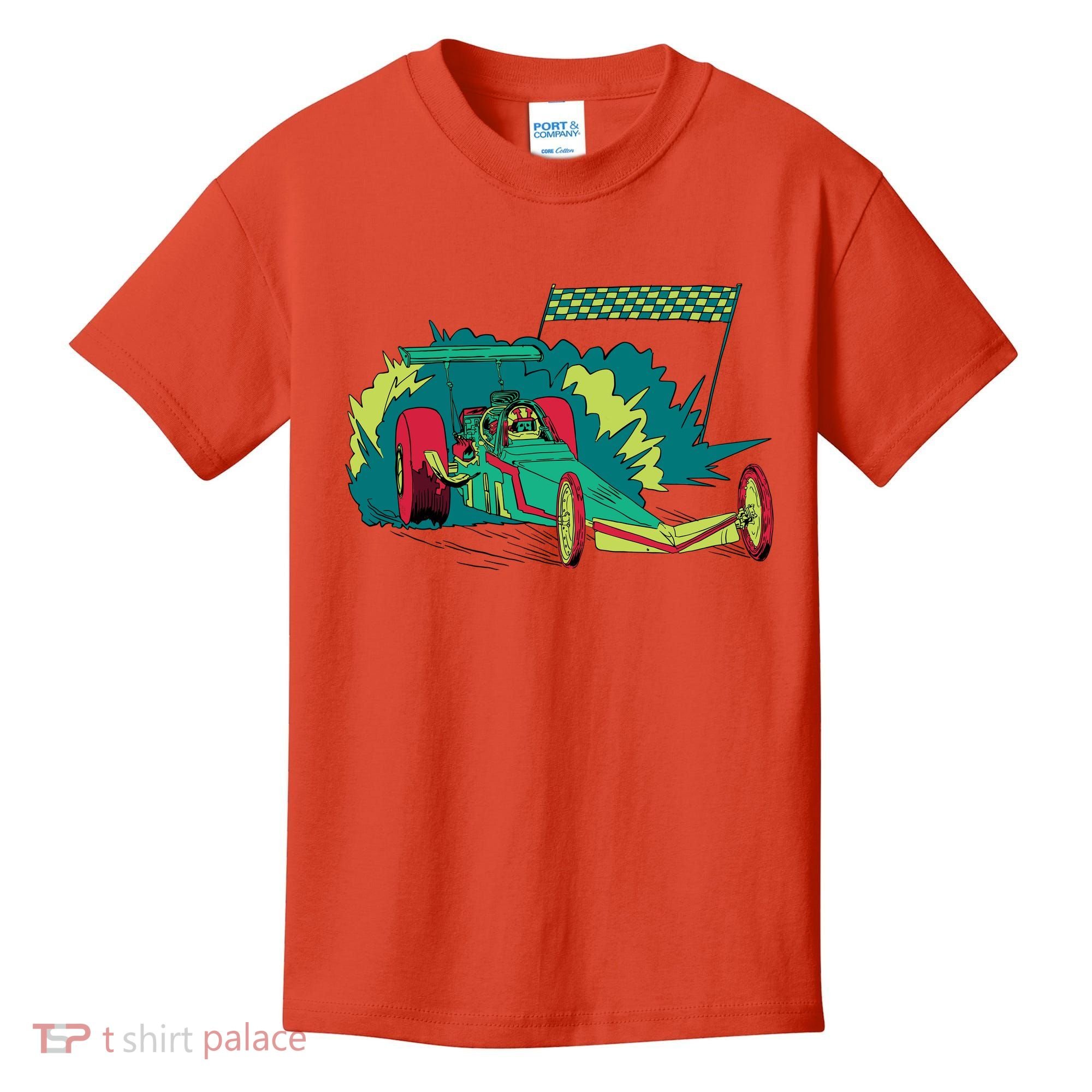 Neon Drag Racing Car Kids T-Shirt