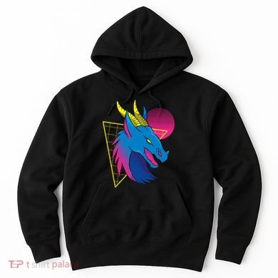 Neon Dragon Face Hoodie