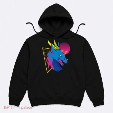 Neon Dragon Face Hoodie