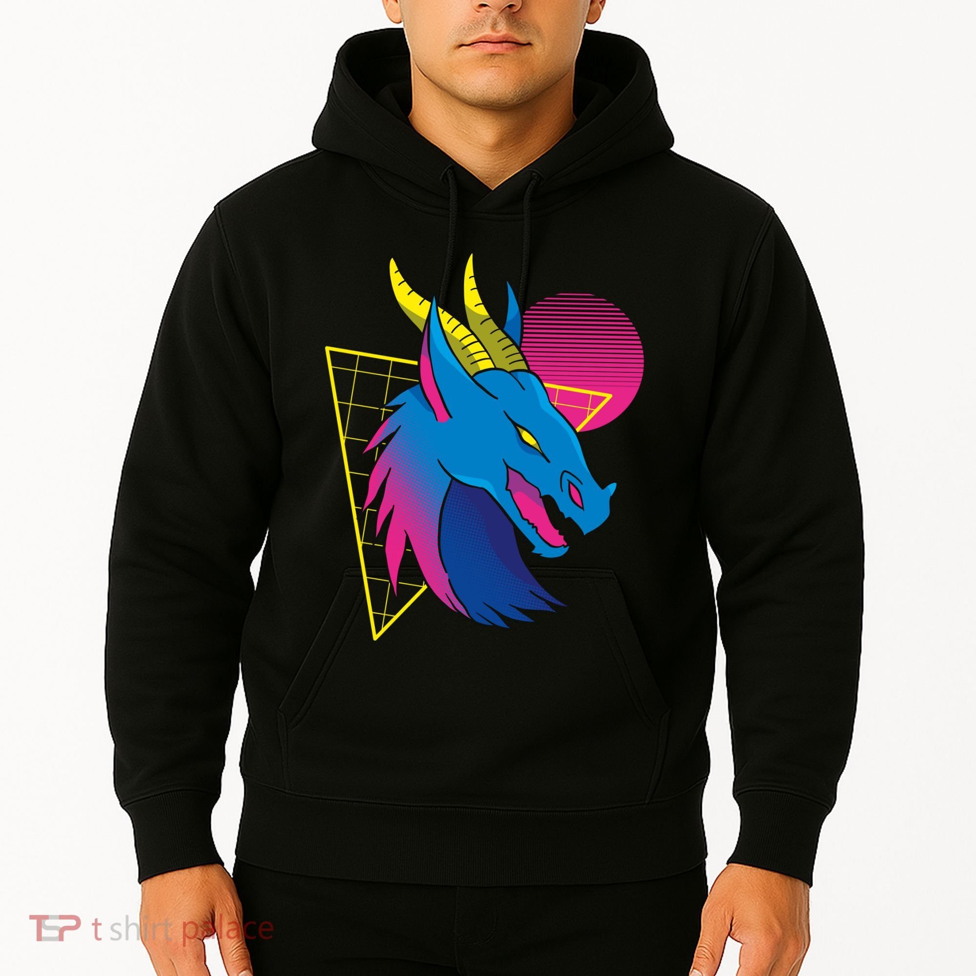 Neon Dragon Face Hoodie