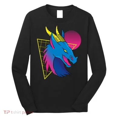 Neon Dragon Face Long Sleeve Shirt
