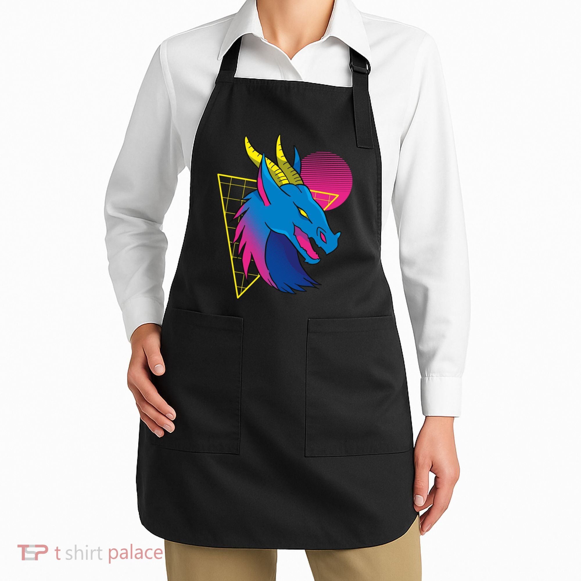 Neon Dragon Face Apron