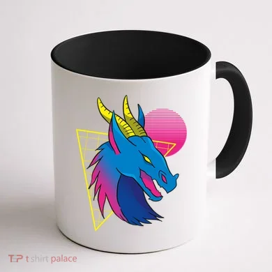 Neon Dragon Face Coffee Mug back